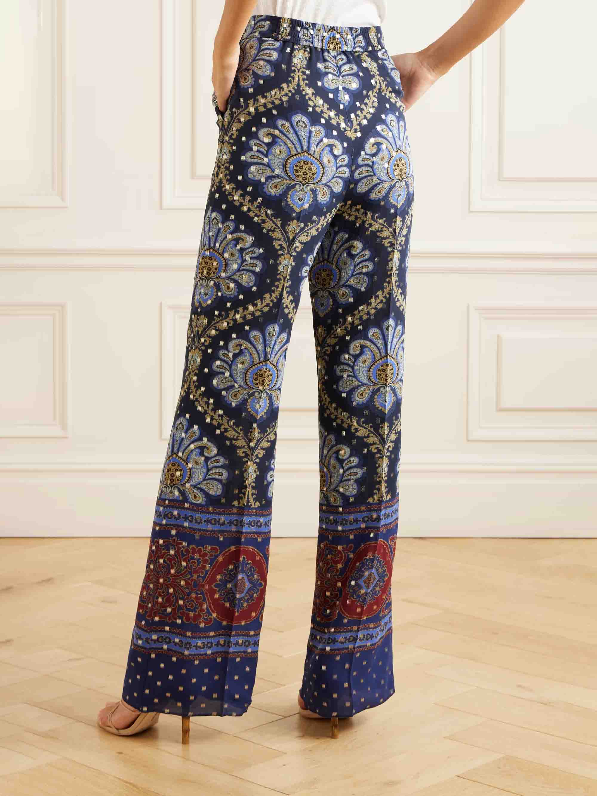 Vintage Paisley Print Straight Pants
