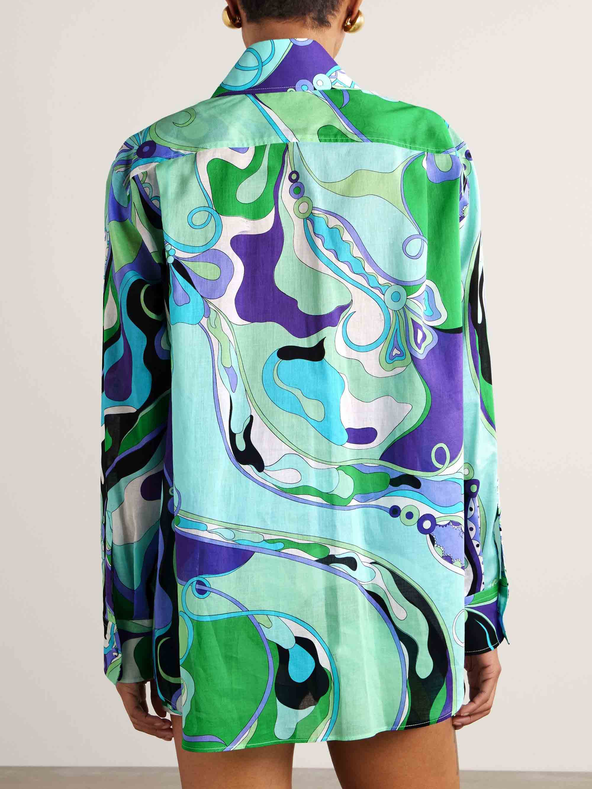 Unique Abstract Floral Print Long Sleeve Shorts Two Piece Set