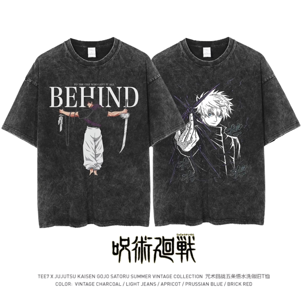 咒術迴戰水洗做舊 2026親子情侶男女同款 印花水洗短袖