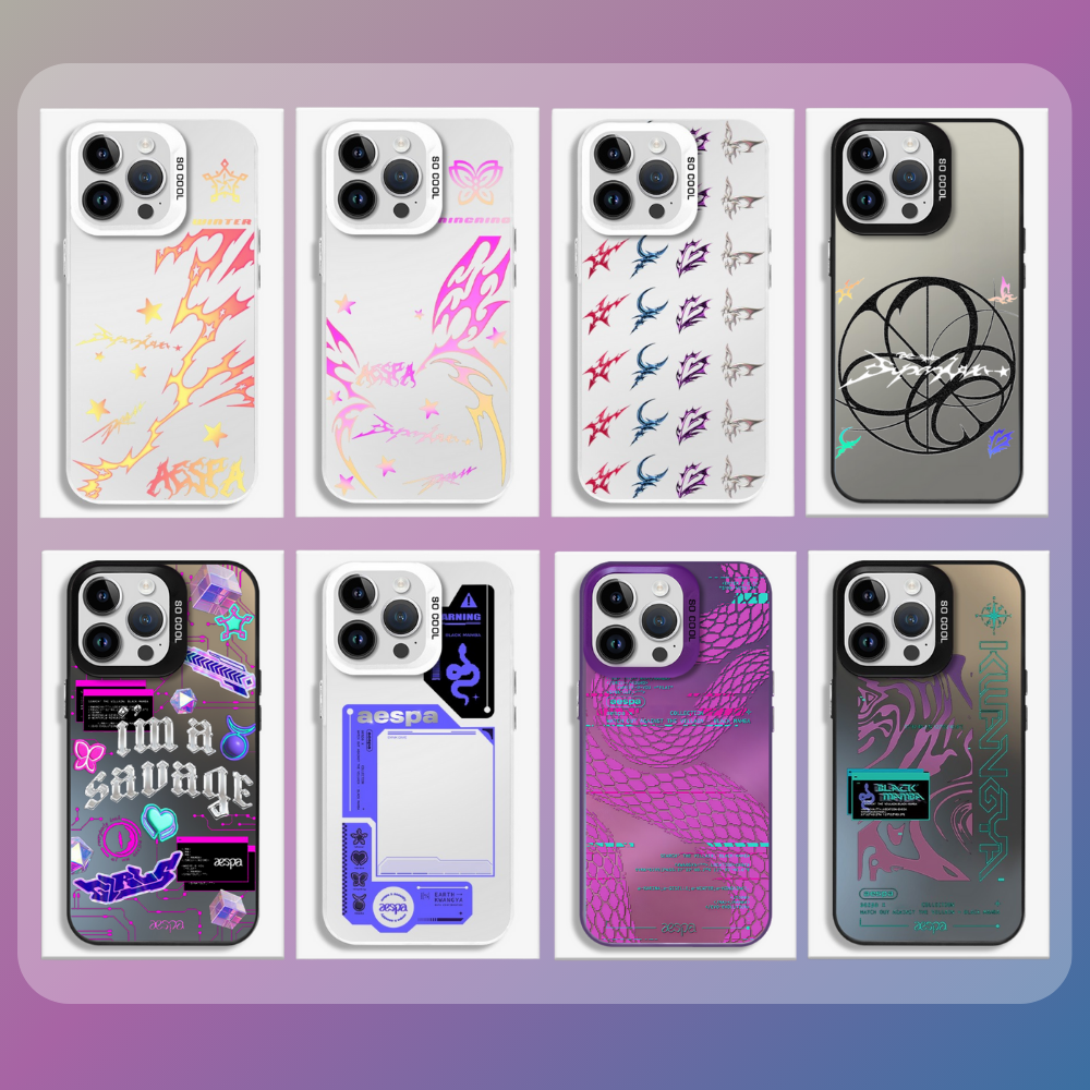 Aespa彩銀線條漸變防摔手機殼