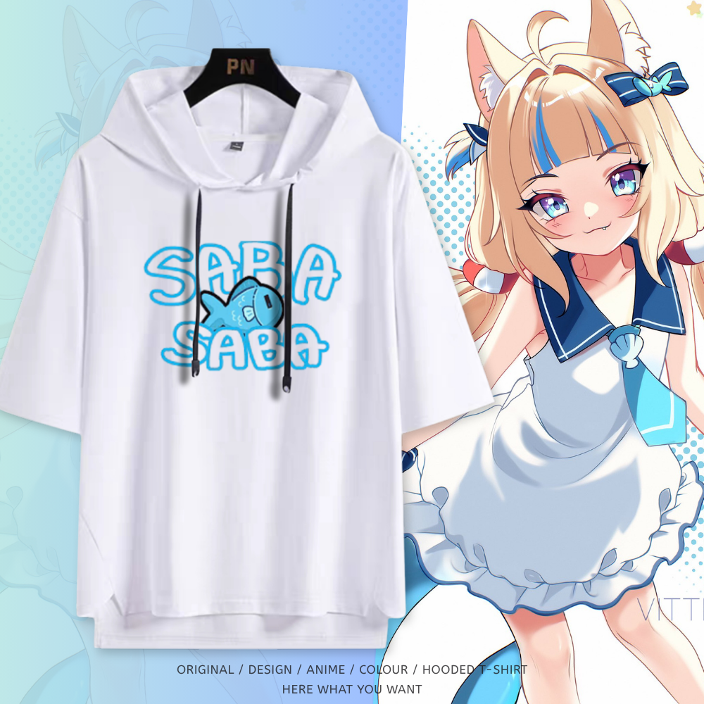 Hololive 虛擬主播 Sameko Saba 鯊魚子 連帽短袖T恤