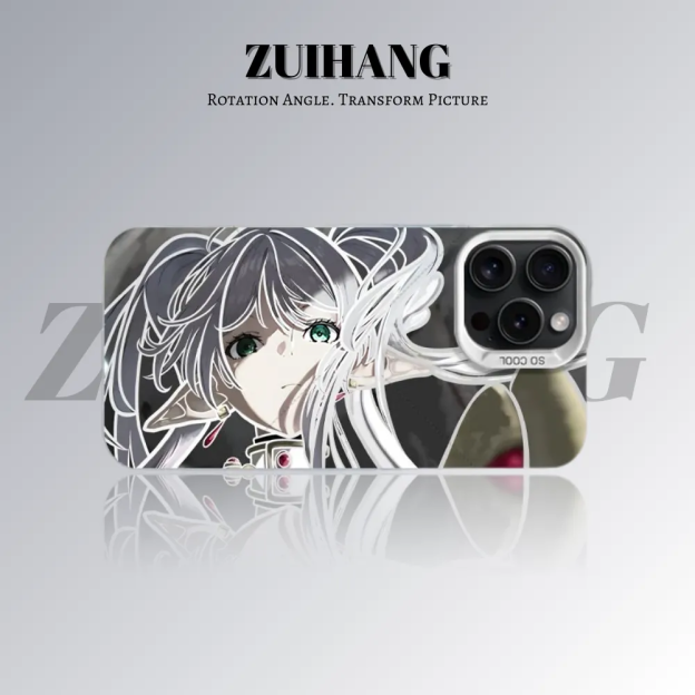 葬送的芙莉蓮 極光/彩銀 線條漸變防摔手機殼-GOODTOYSTUDIO