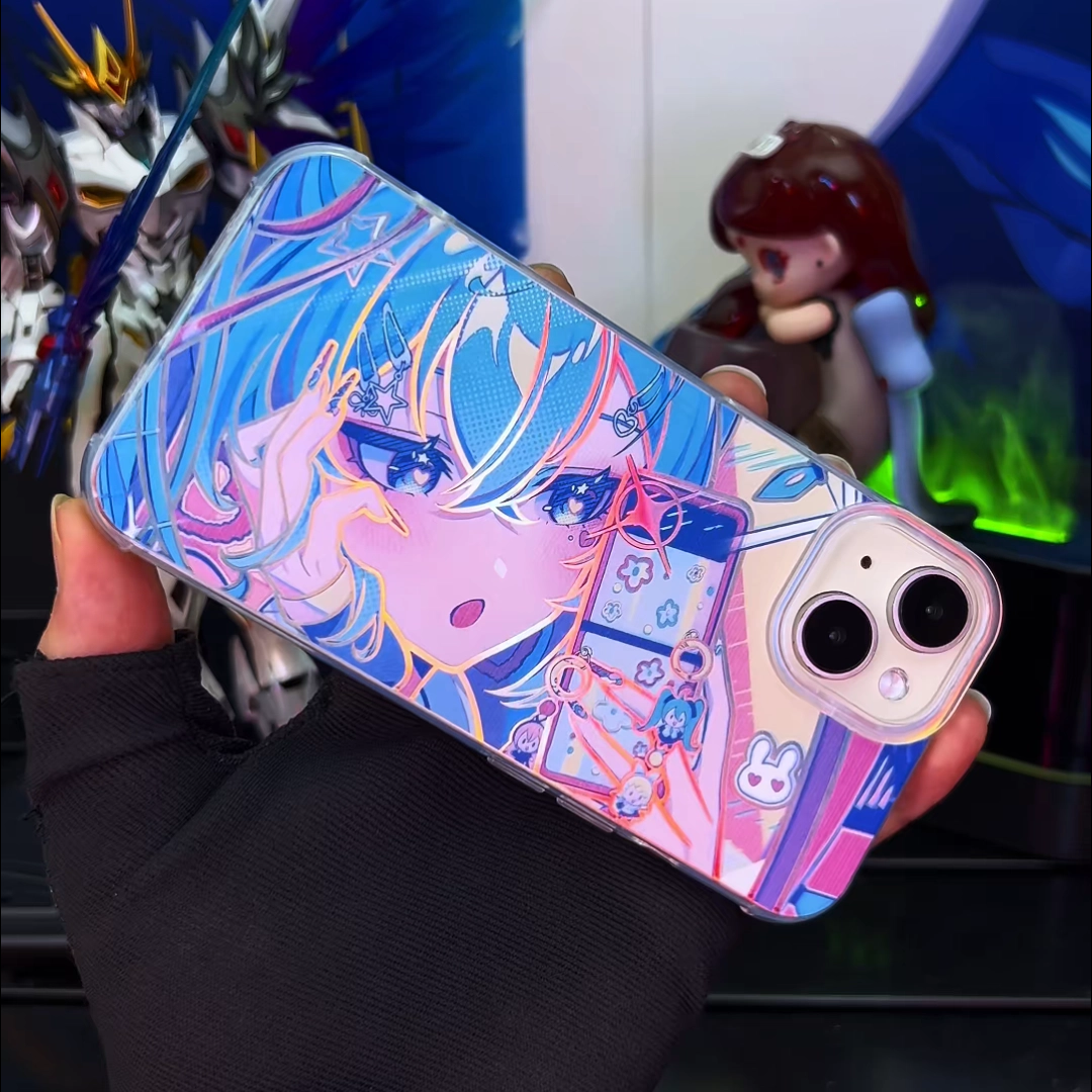 初音未來 極光/彩銀 線條漸變防摔手機殼-GOODTOYSTUDIO