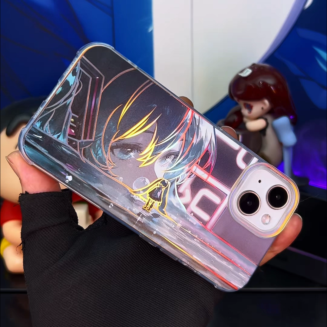 初音未來 極光/彩銀 線條漸變防摔手機殼-GOODTOYSTUDIO