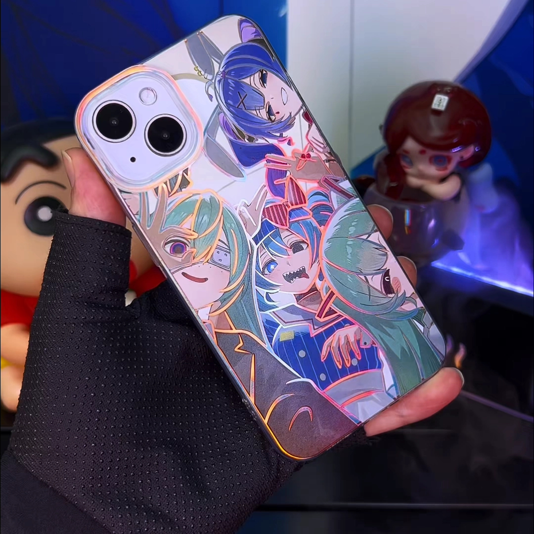 初音未來 極光/彩銀 線條漸變防摔手機殼-GOODTOYSTUDIO