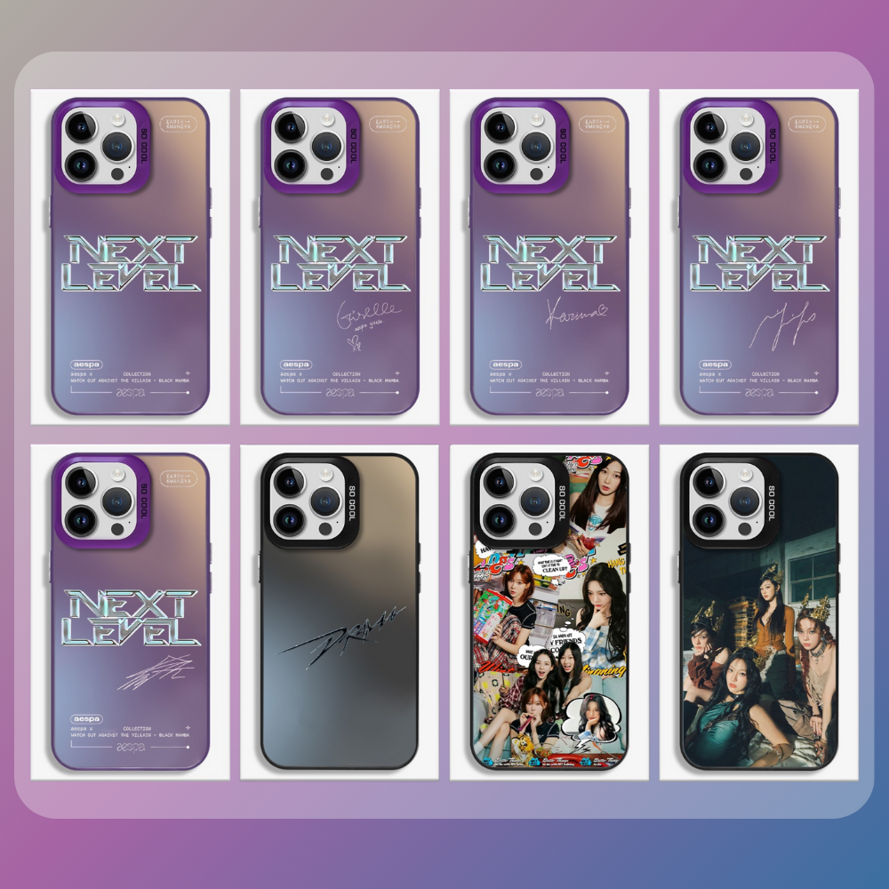 Aespa彩銀線條漸變防摔手機殼