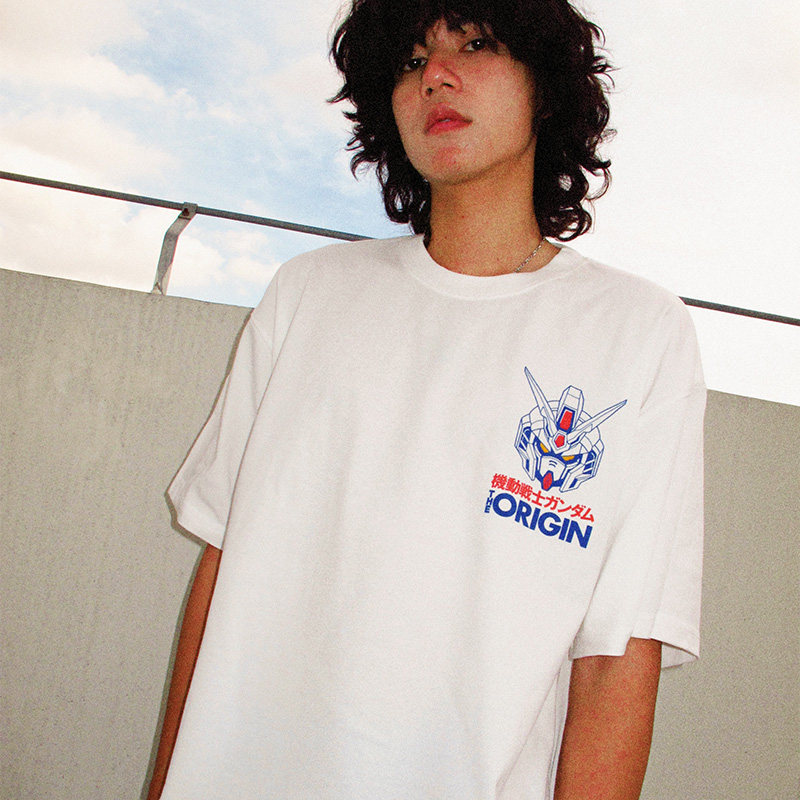 高達機械解剖圖水洗做舊 2026親子情侶男女同款 印花水洗短袖