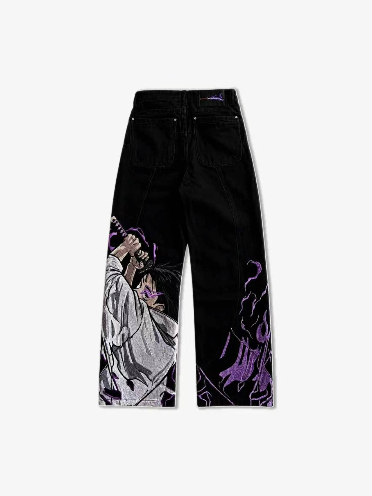 咒術迴戰乙骨憂太牛仔褲｜寬鬆刺繡直筒長褲・日系潮流褲