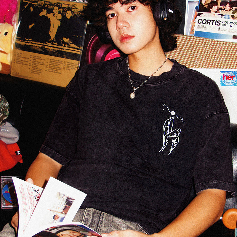 咒術迴戰結印手勢領域展開水洗做舊 2026親子情侶男女同款 印花短袖T恤