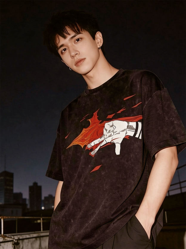 咒術迴戰兩面宿儺術式水洗做舊 2026親子情侶男女同款 印花水洗短袖