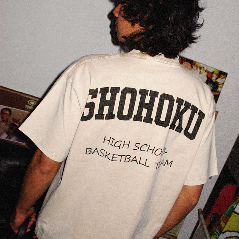 灌籃高手湘北全國大賽出征水洗做舊 2026親子情侶男女同款 印花水洗短袖