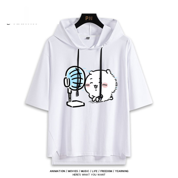 烏薩奇小八吹風扇吉伊卡哇 連帽短袖T恤-GOODTOYSTUDIO