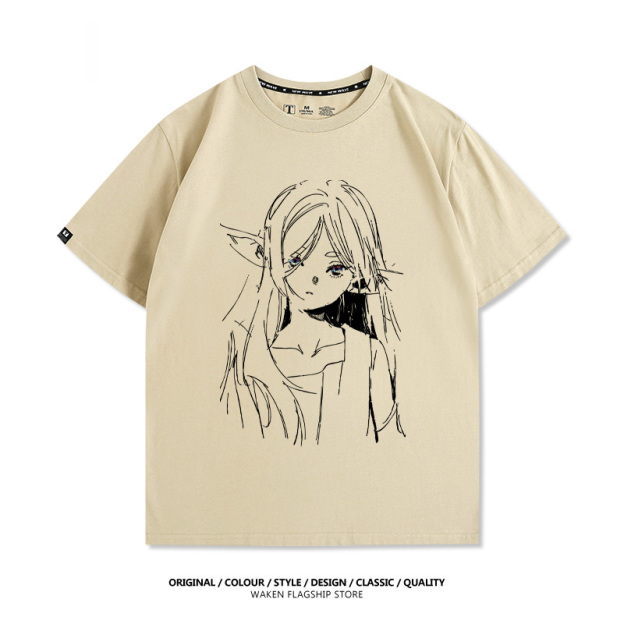 葬送的芙莉蓮 動漫線條 印花T恤-GOODTOYSTUDIO