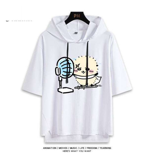 烏薩奇小八吹風扇吉伊卡哇 連帽短袖T恤-GOODTOYSTUDIO