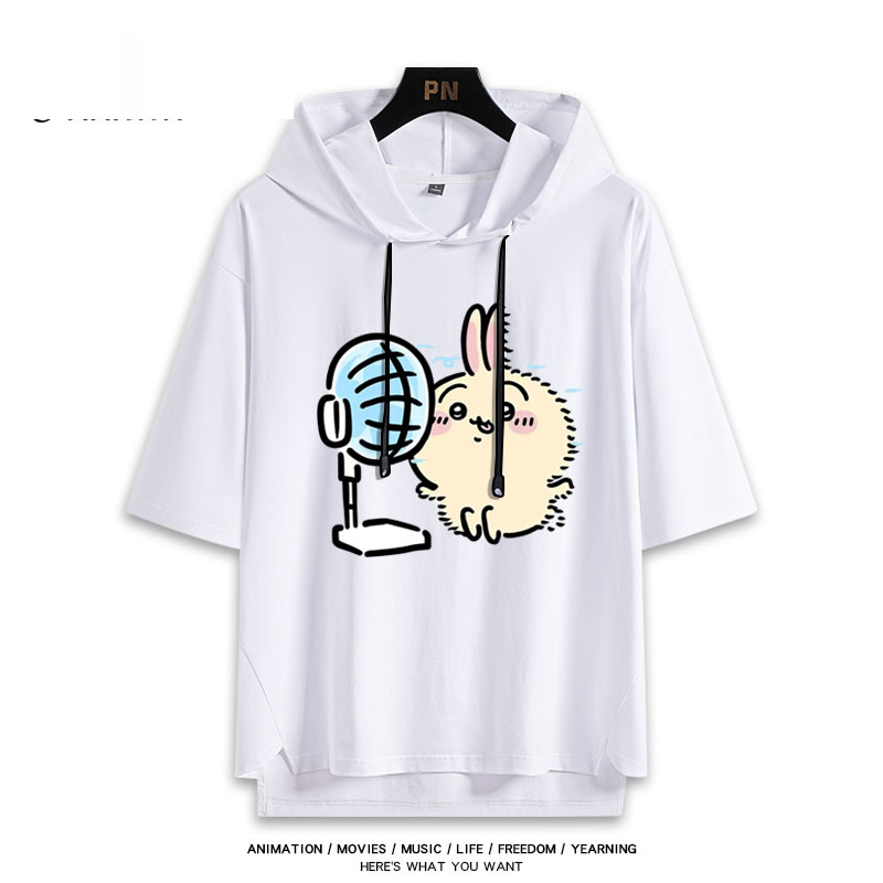 烏薩奇小八吹風扇吉伊卡哇 連帽短袖T恤-GOODTOYSTUDIO