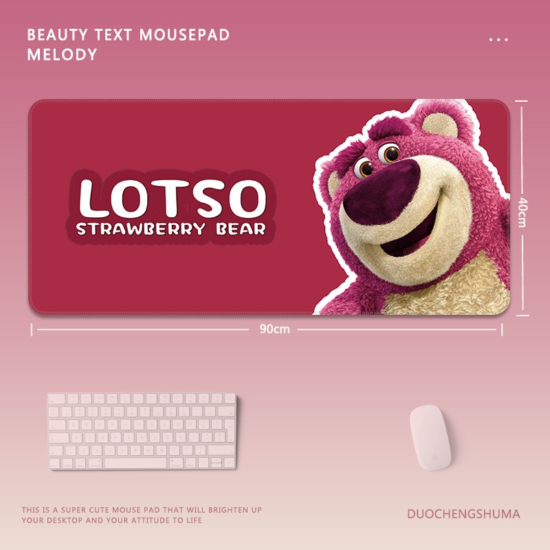 草莓熊 主題桌墊 布質滑鼠墊-GOODTOYSTUDIO