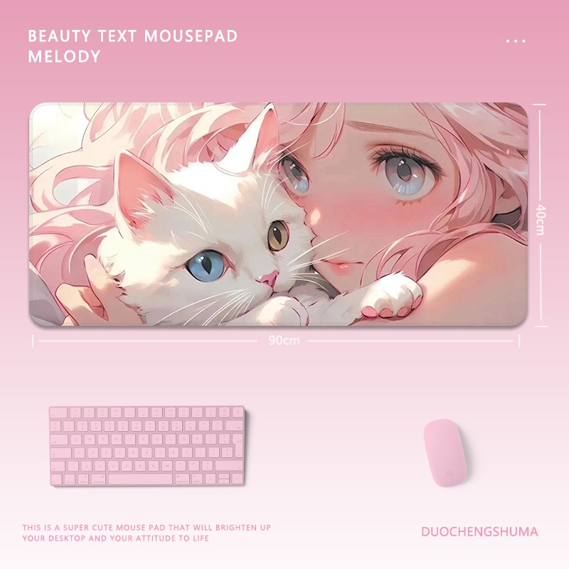 黑貓女孩 主題桌墊 布質滑鼠墊-GOODTOYSTUDIO