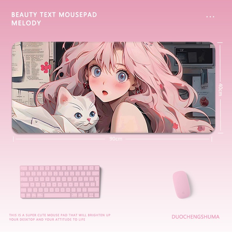 黑貓女孩 主題桌墊 布質滑鼠墊-GOODTOYSTUDIO