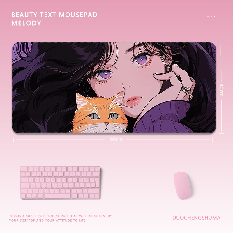 黑貓女孩 主題桌墊 布質滑鼠墊-GOODTOYSTUDIO