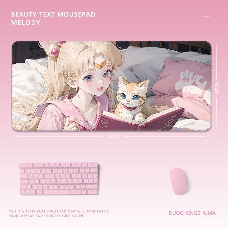 黑貓女孩 主題桌墊 布質滑鼠墊-GOODTOYSTUDIO