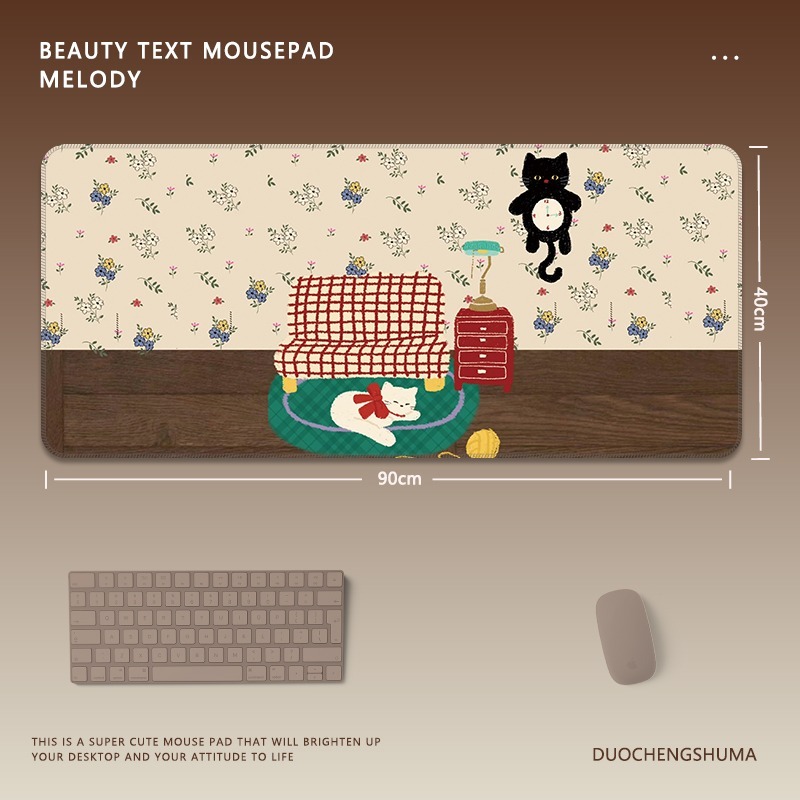 可愛星球小黑貓 主題桌墊 布質滑鼠墊-GOODTOYSTUDIO