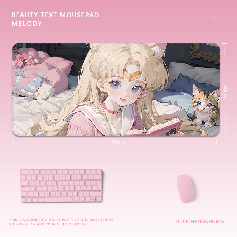 黑貓女孩 主題桌墊 布質滑鼠墊-GOODTOYSTUDIO