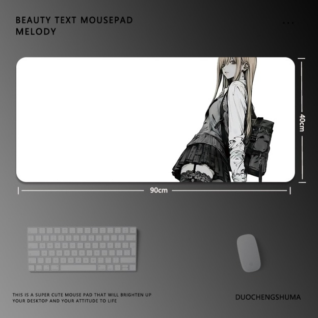 黑白動漫電競超大遊戲加厚防滑鼠標墊