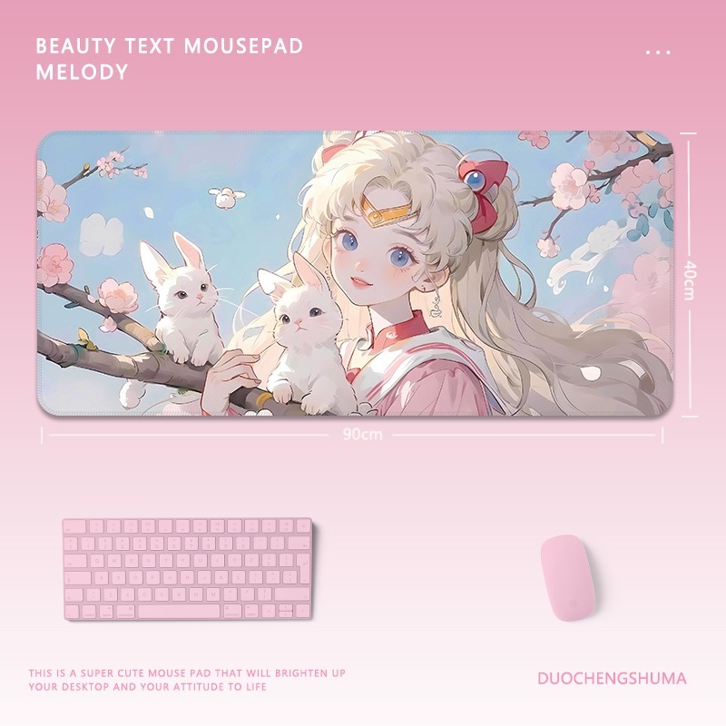 黑貓女孩 主題桌墊 布質滑鼠墊-GOODTOYSTUDIO