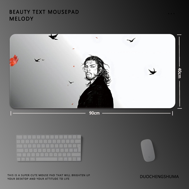 黑白動漫電競超大遊戲加厚防滑鼠標墊