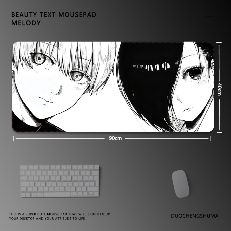 黑白動漫電競超大遊戲加厚防滑鼠標墊