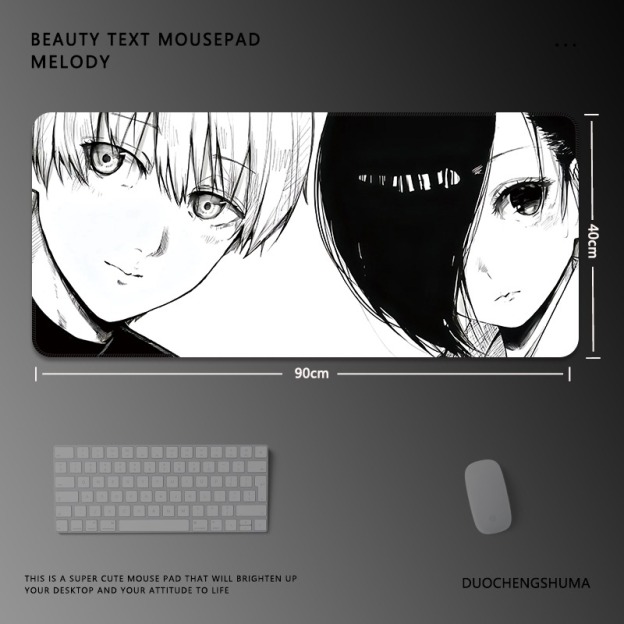 黑白動漫電競超大遊戲加厚防滑鼠標墊