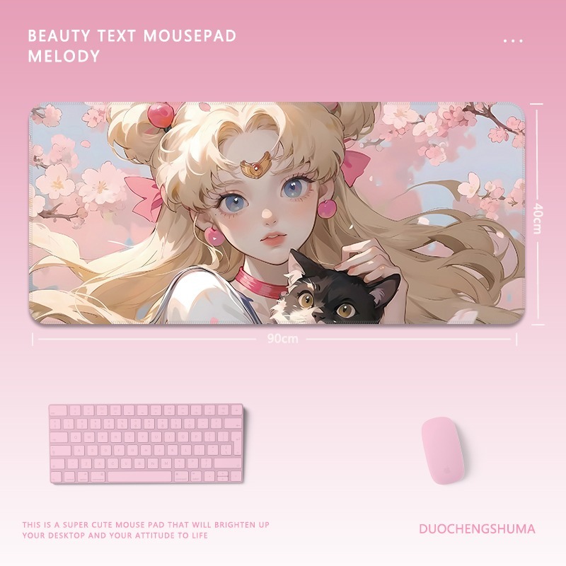 黑貓女孩 主題桌墊 布質滑鼠墊-GOODTOYSTUDIO