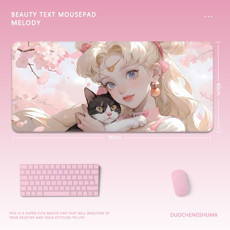 黑貓女孩 主題桌墊 布質滑鼠墊-GOODTOYSTUDIO