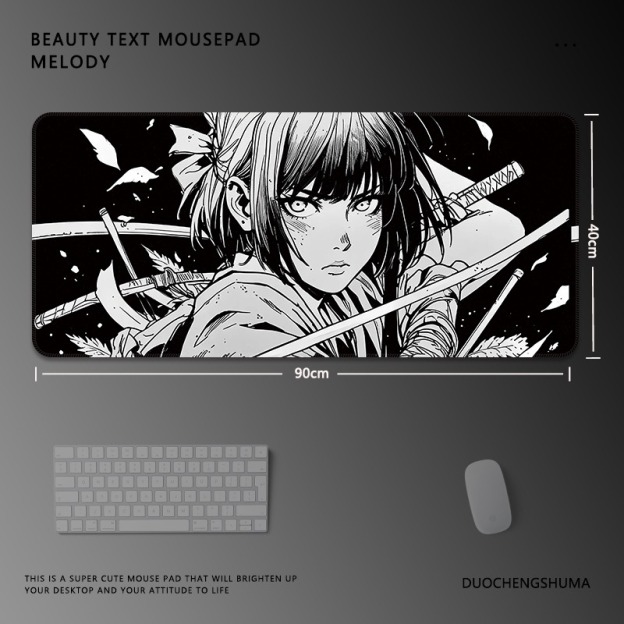 黑白動漫電競超大遊戲加厚防滑鼠標墊