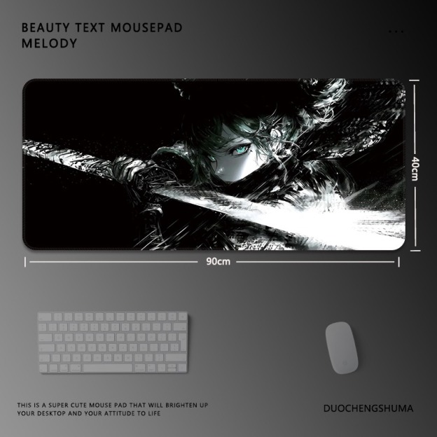 黑白動漫電競超大遊戲加厚防滑鼠標墊