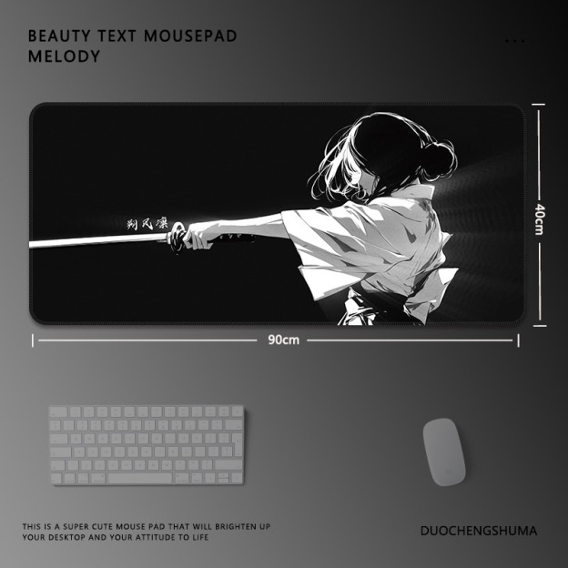 黑白動漫電競超大遊戲加厚防滑鼠標墊