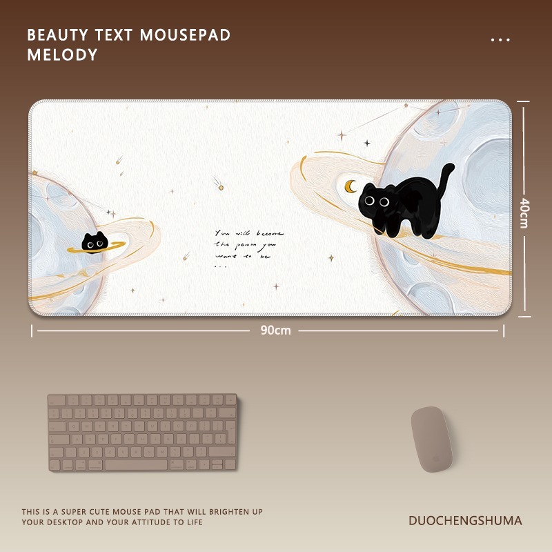 可愛星球小黑貓 主題桌墊 布質滑鼠墊-GOODTOYSTUDIO