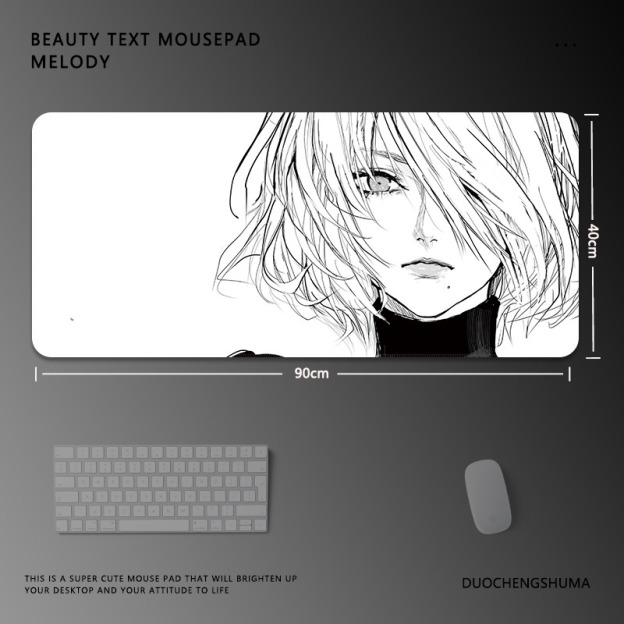 黑白動漫電競超大遊戲加厚防滑鼠標墊