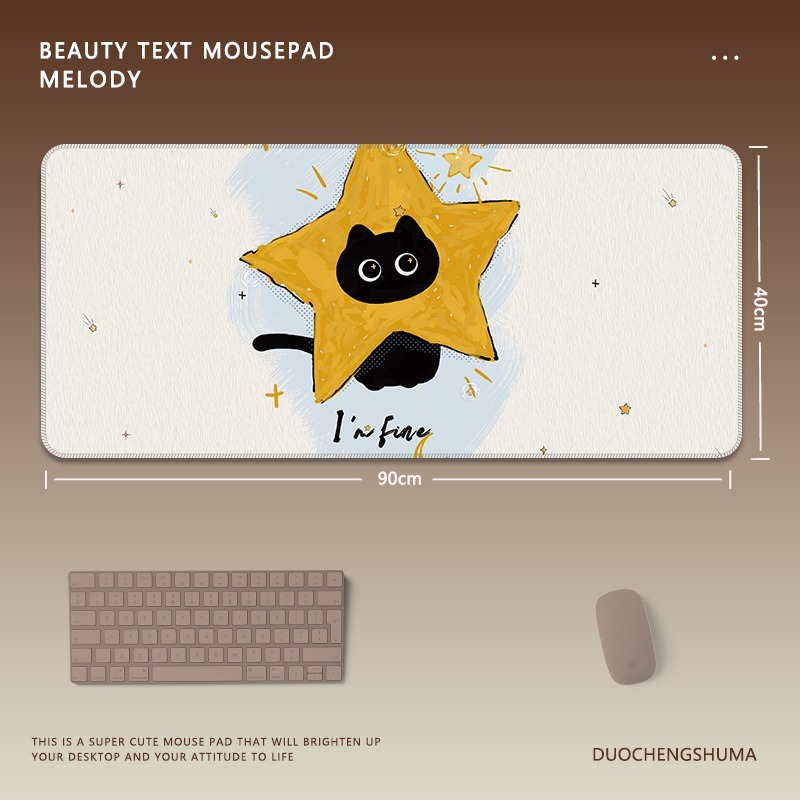 可愛星球小黑貓 主題桌墊 布質滑鼠墊-GOODTOYSTUDIO