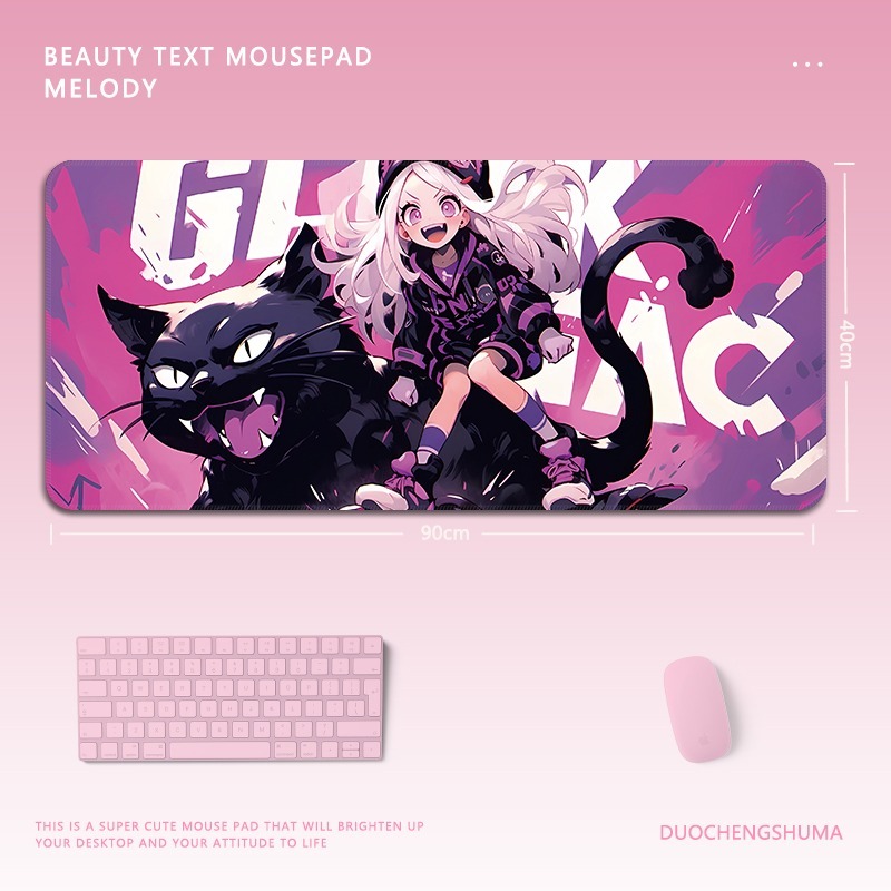 黑貓女孩 主題桌墊 布質滑鼠墊-GOODTOYSTUDIO