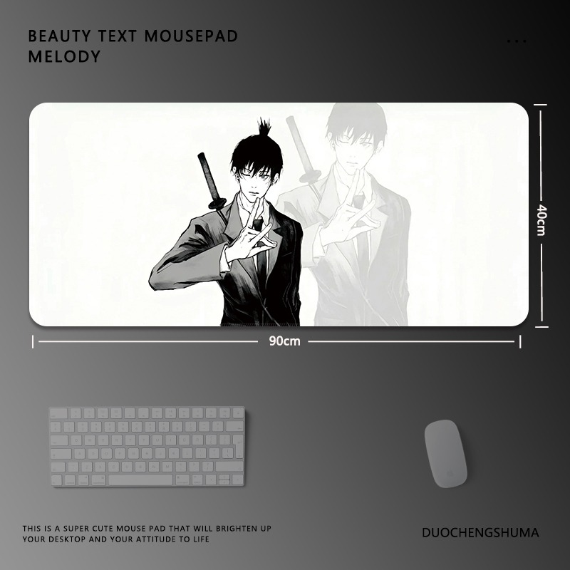 黑白動漫電競超大遊戲加厚防滑鼠標墊