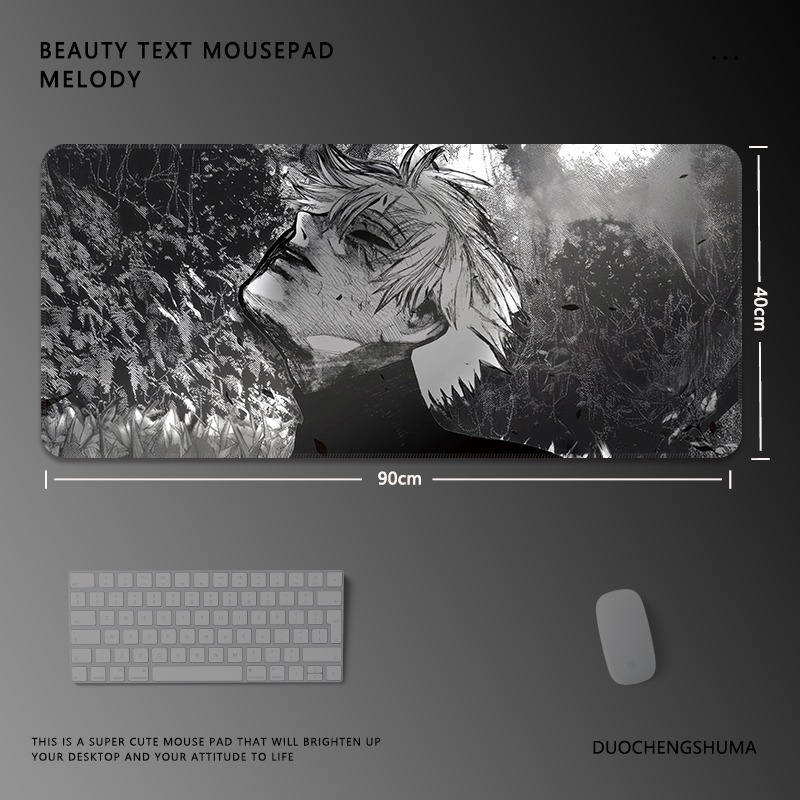 黑白動漫電競超大遊戲加厚防滑鼠標墊