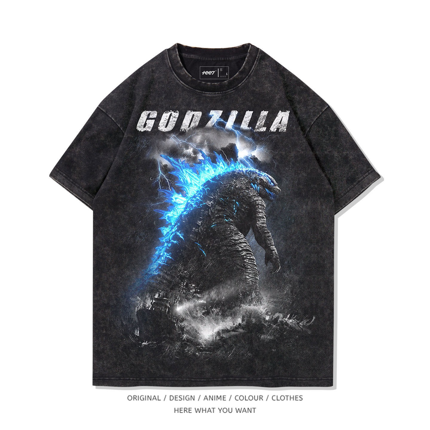 怪獸之王哥吉拉 Godzilla 水洗做舊T恤