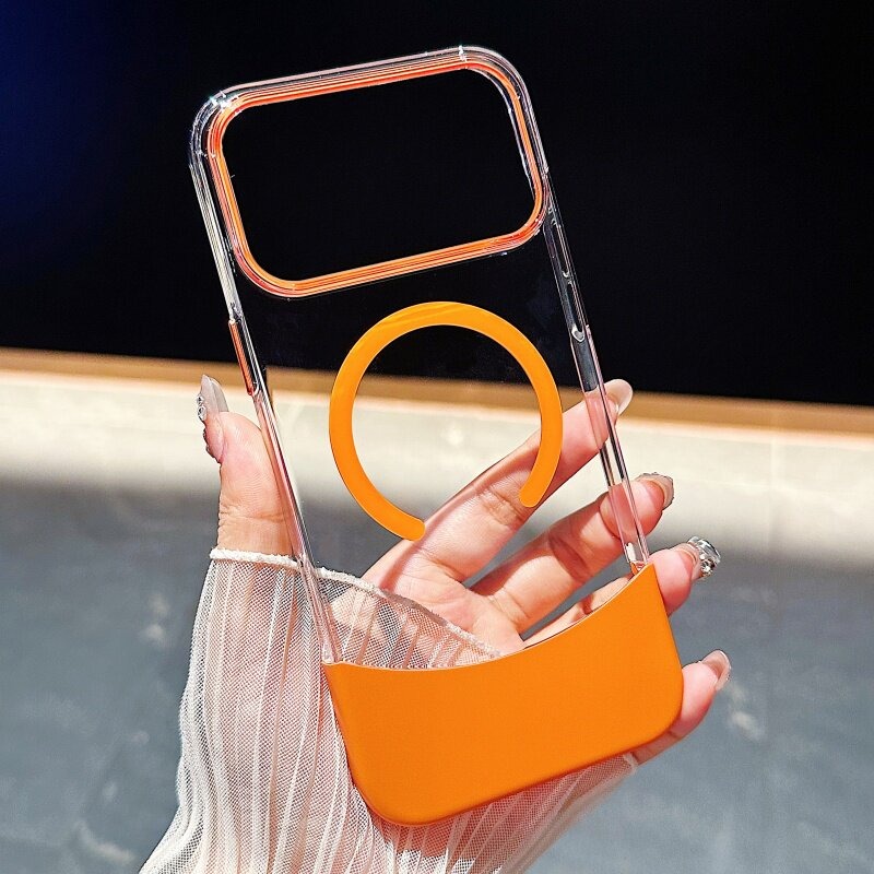 IPhone系列 高級感轻薄拼接透明Magsafe磁吸防摔手機殼