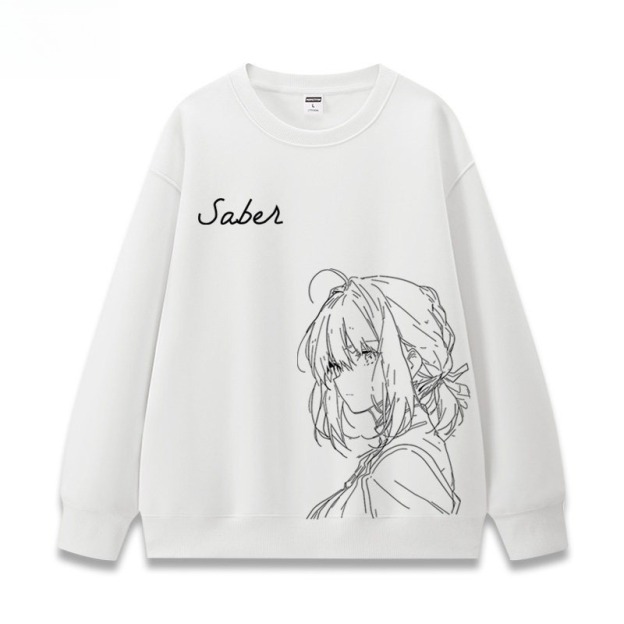 FGO呆毛fate吾王Saber 聯名親子情侶裝 圓領長袖