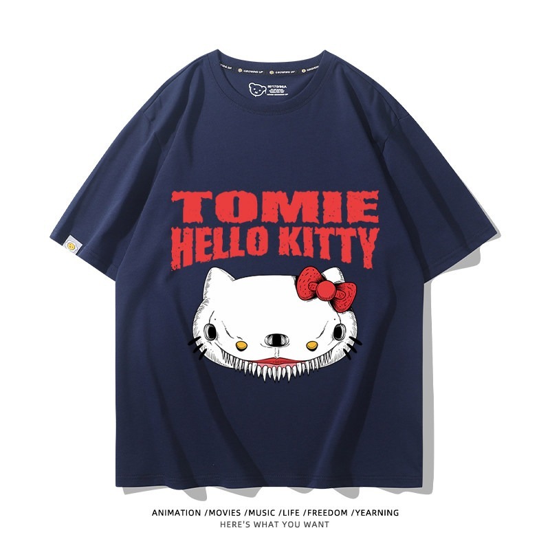 伊藤潤二X三麗鷗富江Hello kitty周邊 印花短袖T恤