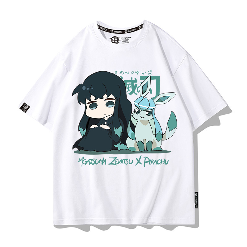 鬼滅之刃x精靈寶可夢 2025情侶男親子女同款 印花短袖T恤