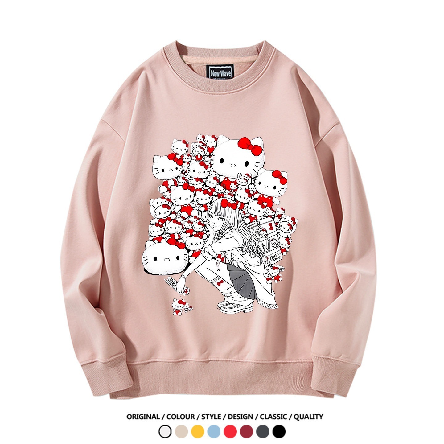 伊藤潤二X三麗鷗富江Hello kitty聯名男女同款 圓領長袖