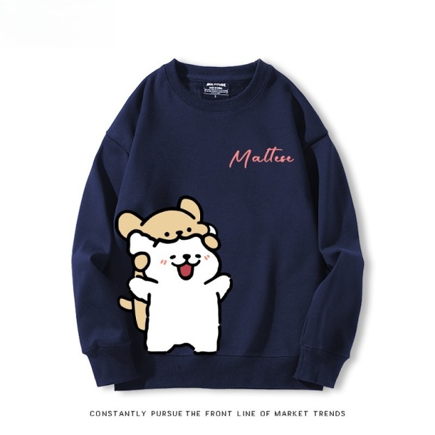 線條小狗 聯名親子情侶裝 圓領長袖