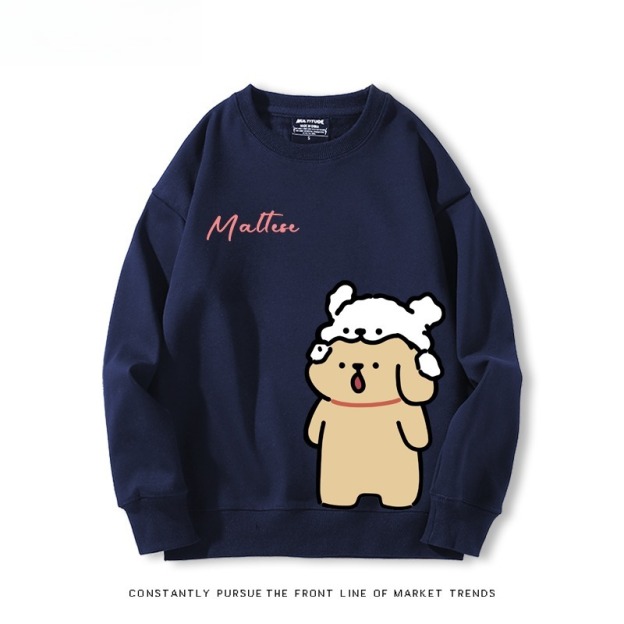 線條小狗 聯名親子情侶裝 圓領長袖